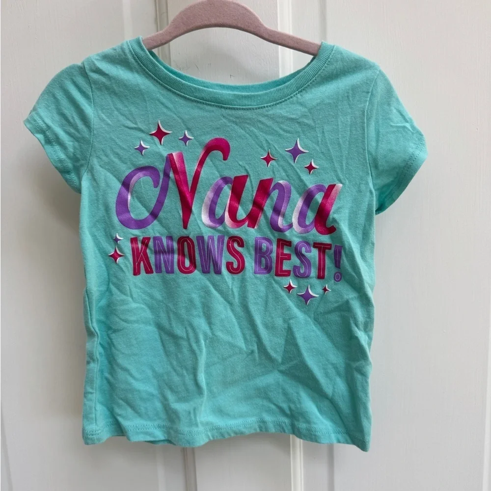 The Children’s Place 2T Girl Green Multicolor Nana Knows Best Short Sleeve Shirt